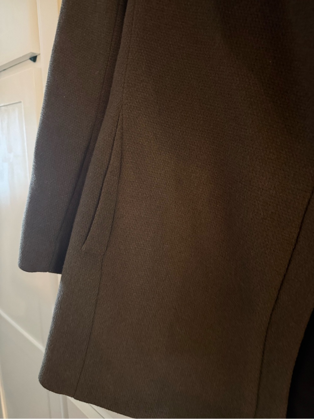 Calvin Klein Wool Blend Asymmetrical Zip Funnel Neck Coat Jacket Size 10 Neutral - Picture 5 of 7